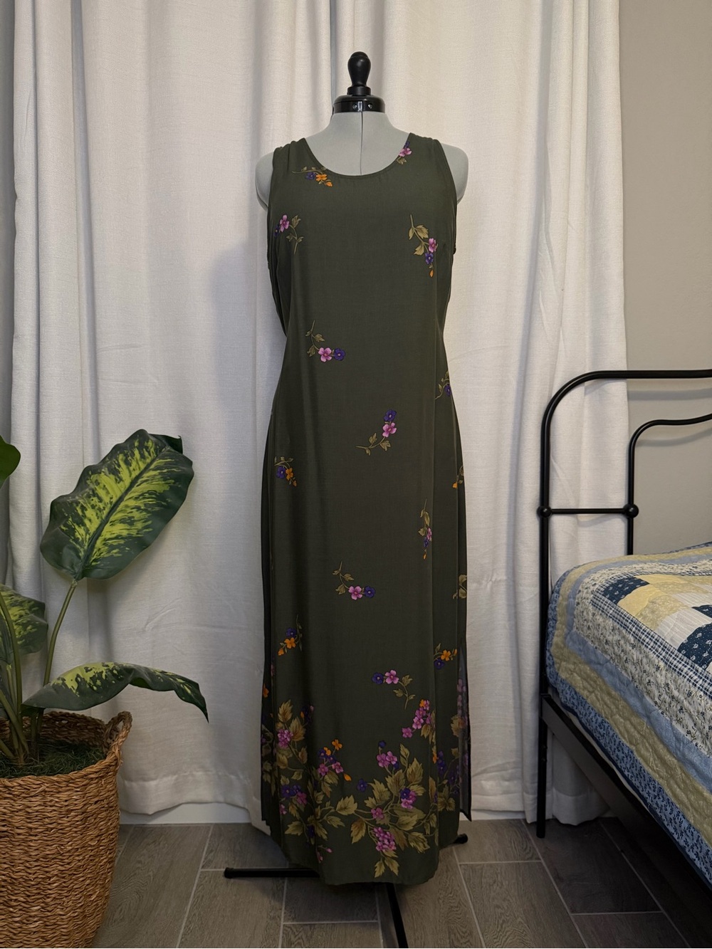 NWT Vintage 90s R&K Originals Rayon Floral Maxi Dress Size 16